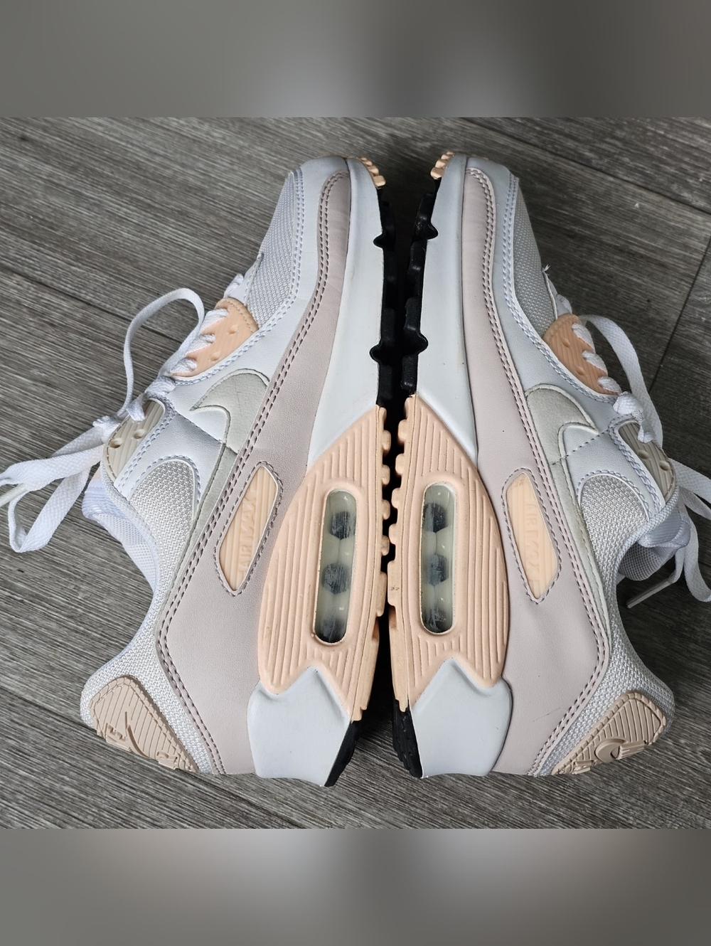 Nike Air Max 90 White Pink Washed Coral Barely Rose Women’s Size 7 Sneakers - Picture 7 of 9